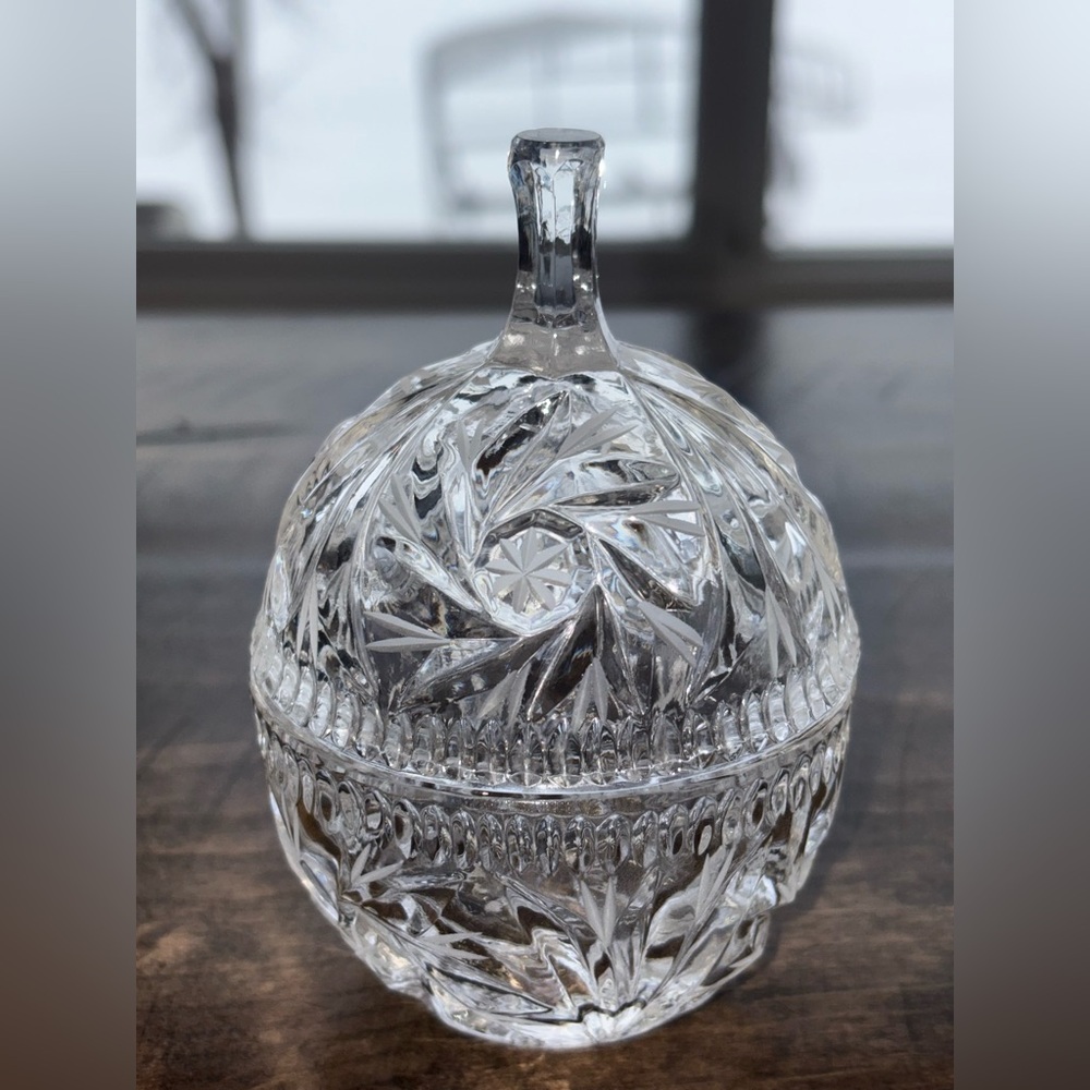 Vintage Mini Crystal Dish With Cover